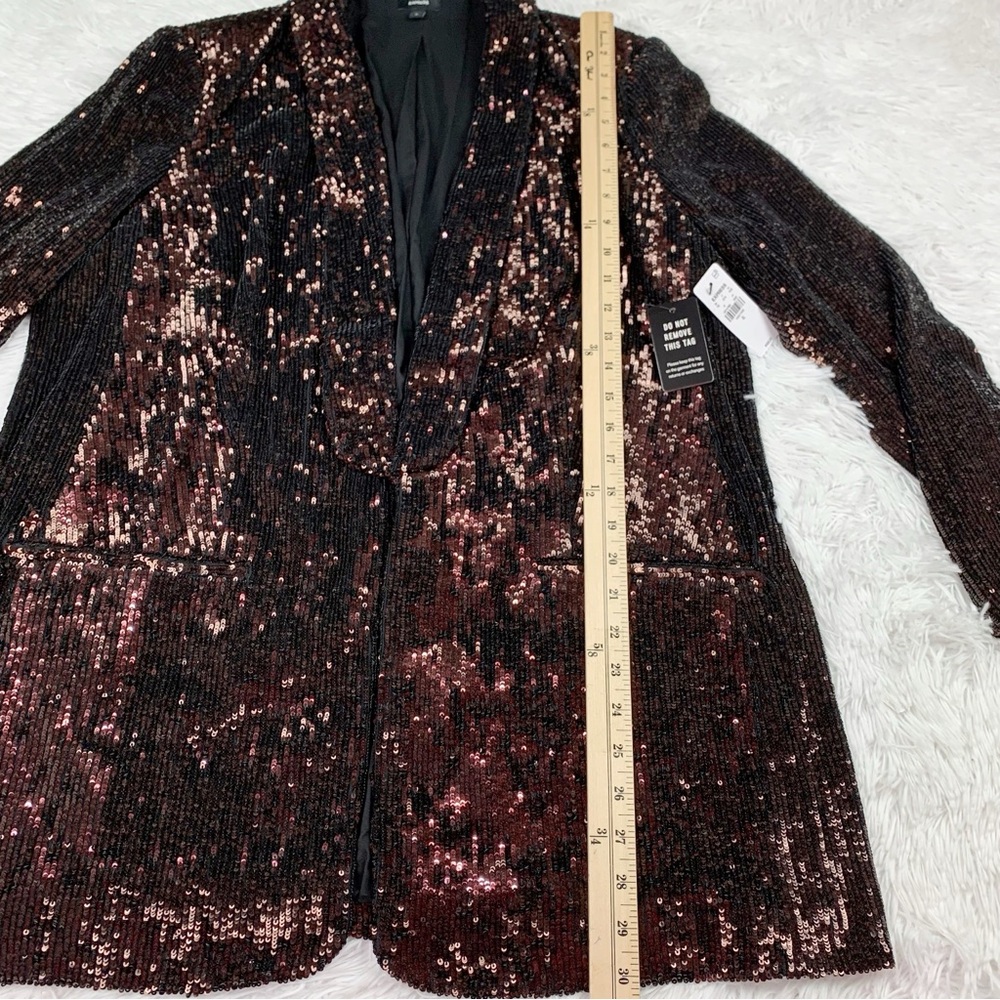 Express bronze sequin‎ open front boyfriend blazer long sleeve - Picture 6 of 11